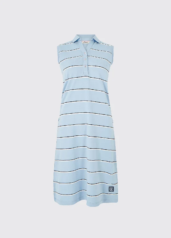 Wilford Striped Polo Dress - Light Sky