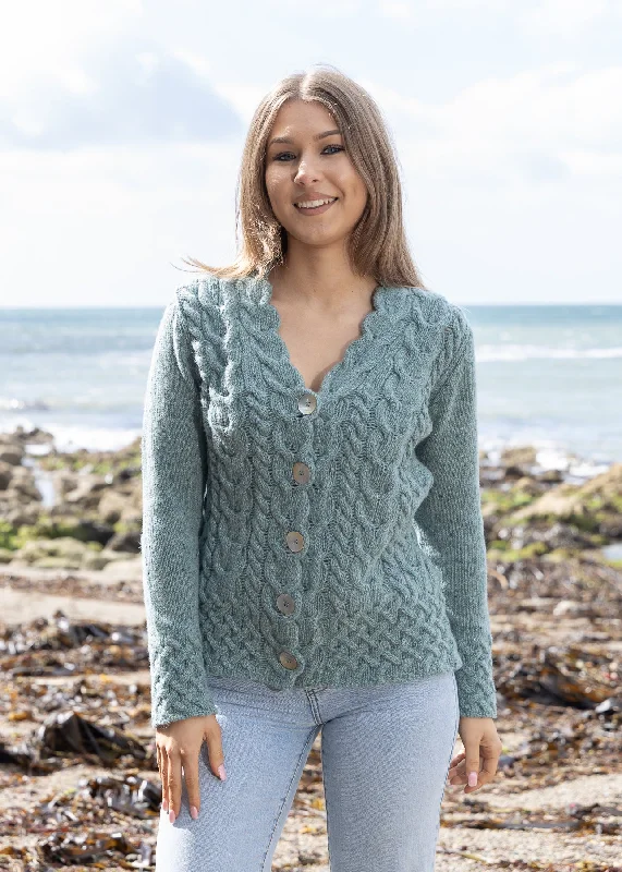 IrelandsEye Horseshoe Aran Cardigan | Ocean Mist