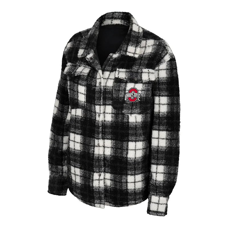 Ladies Ohio State Buckeyes Hug Me Plaid Black Shacket