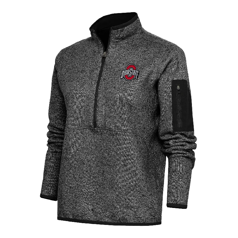 Ladies Ohio State Buckeyes 1/2 Zip Fortune Heather Black Pullover Jacket