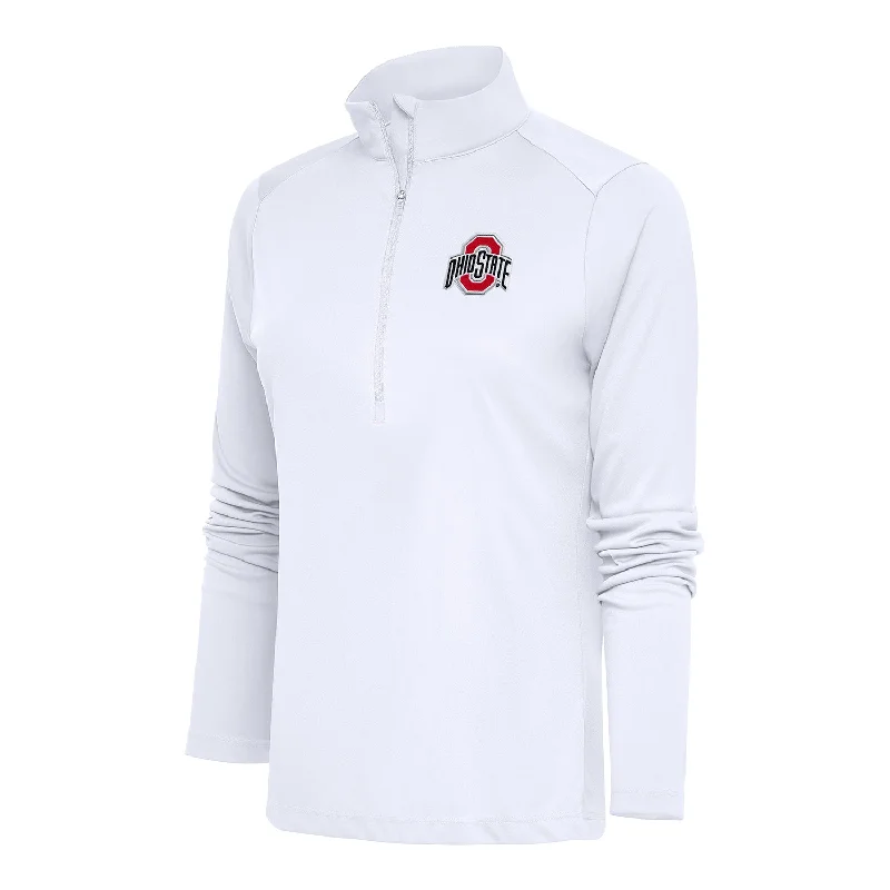 Ladies Ohio State Buckeyes 1/2 Zip Tribute White Jacket