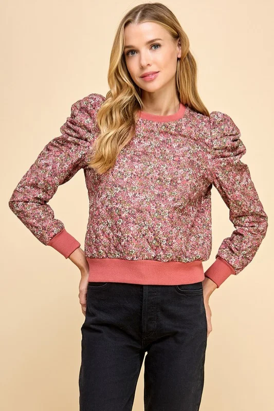 Scott Puff Sleeve Printed Sweater