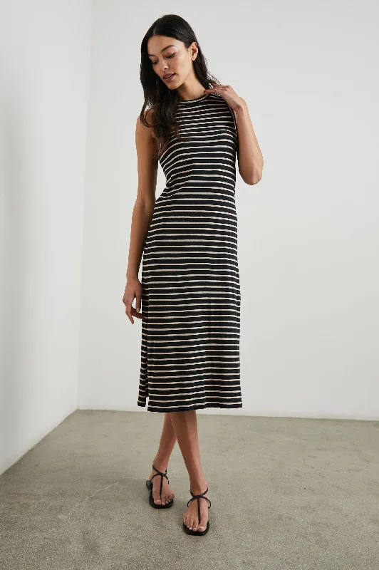 TANK DRESS - BLACK IVORY STRIPE