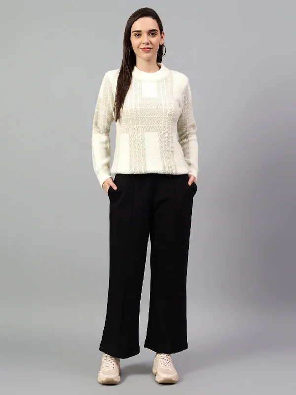 Women's Black Solid Casual Winter Trouser