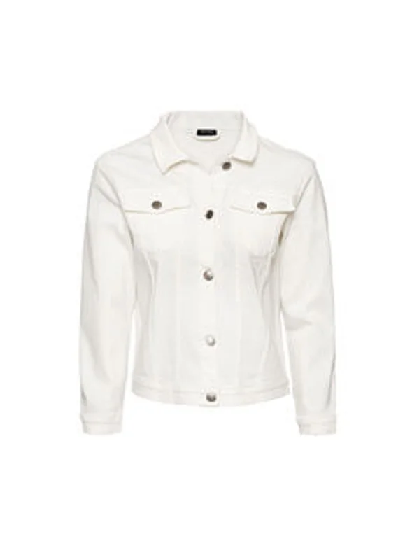 Women's Plain Solid Denim Jacket,White