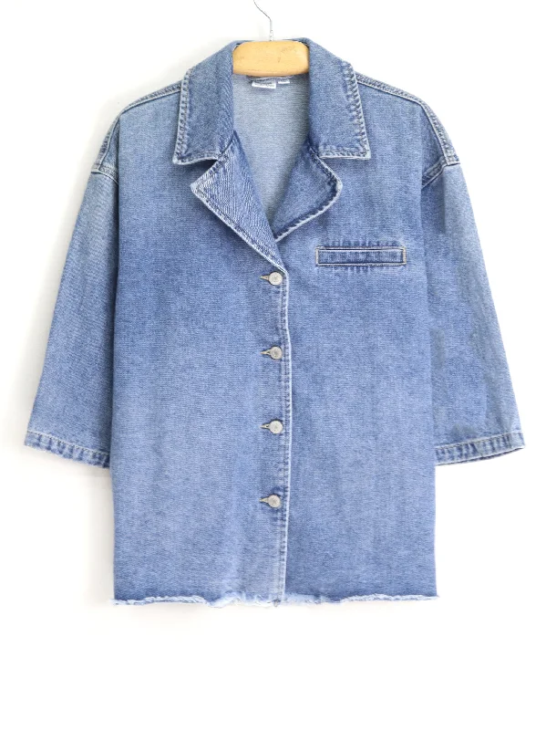 Women's Washed Denim Jacket,Blue