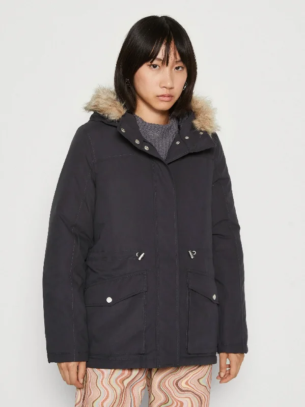 Women's Plain Parka Jacket,Navy