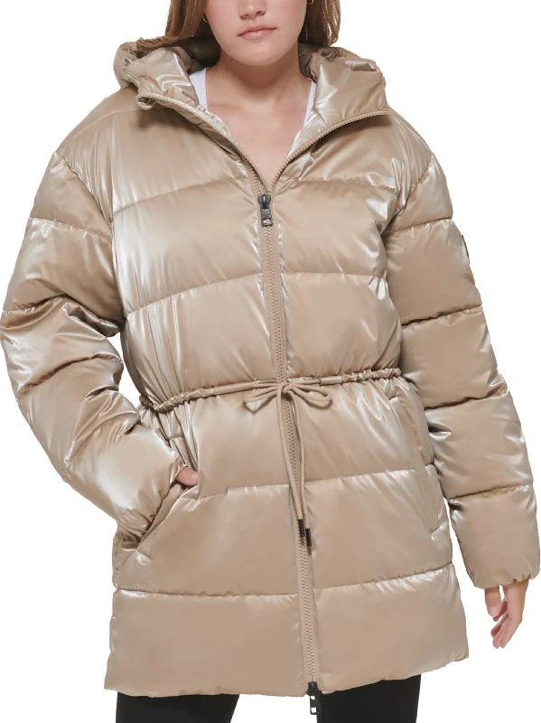 Women's Quilted Puffer Jacket,Beige