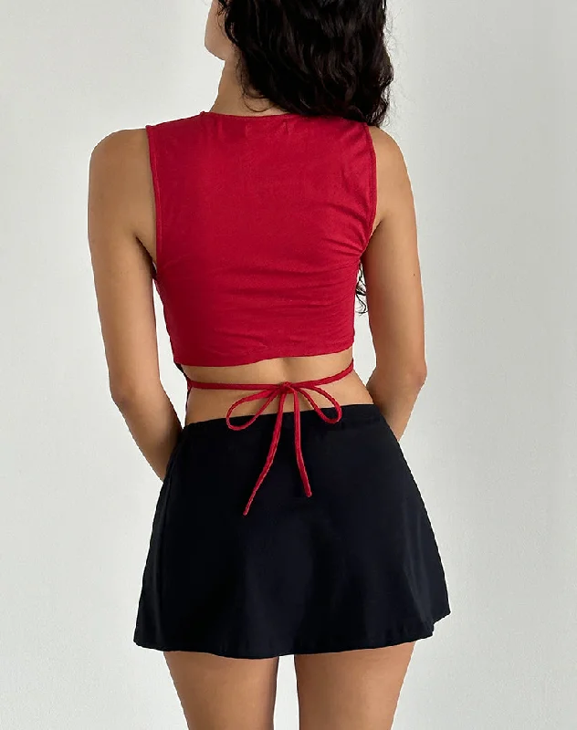 Baruna Tie Back Basic Top in Adrenaline Red