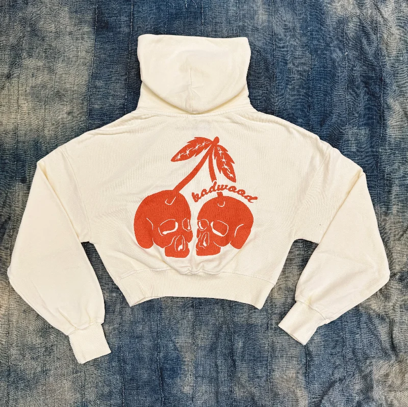 "CHERRY" CROP HOODIE in CREAM Modern Women's 