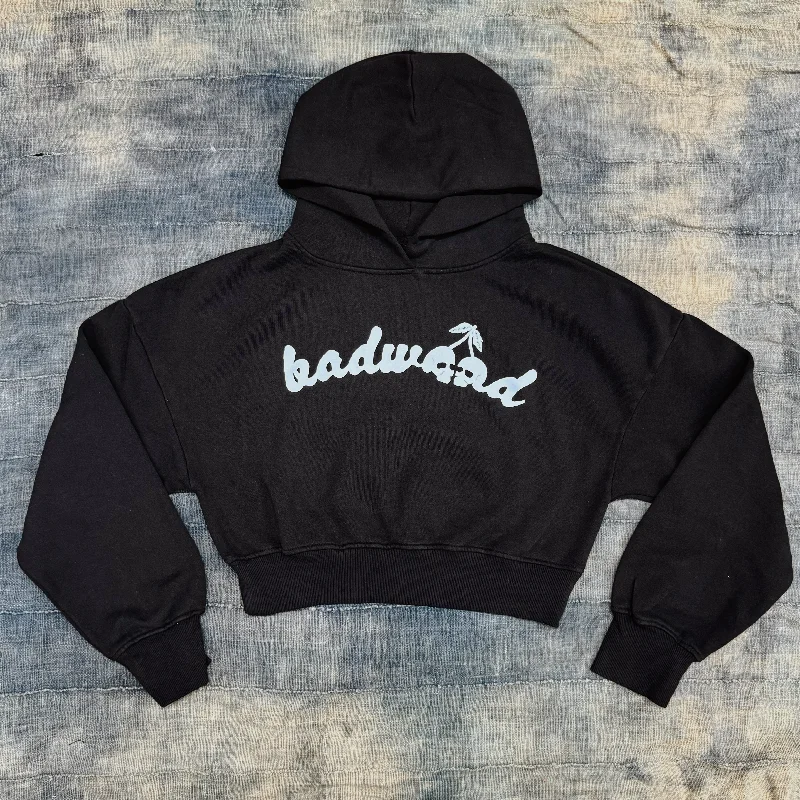 "CHERRY" CROP HOODIE in MIDNIGHT Refined Women's Velvet