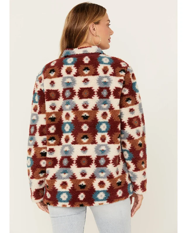 Southwestern Print Women's Sherpa Half Zip Pullover