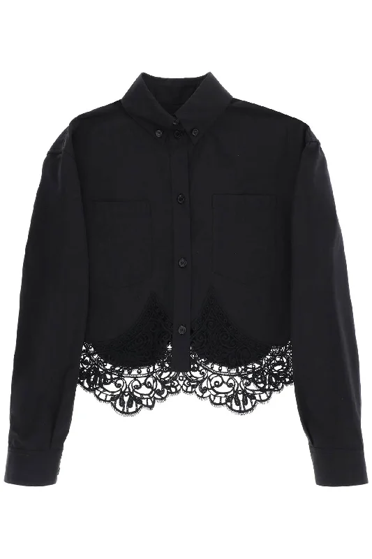 BURBERRY cropped shirt with macrame lace insert