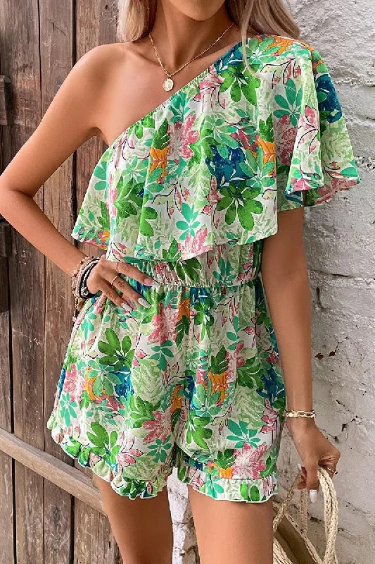 ONE RUFFLED SUOLDER NATURE WAIST ROMPER