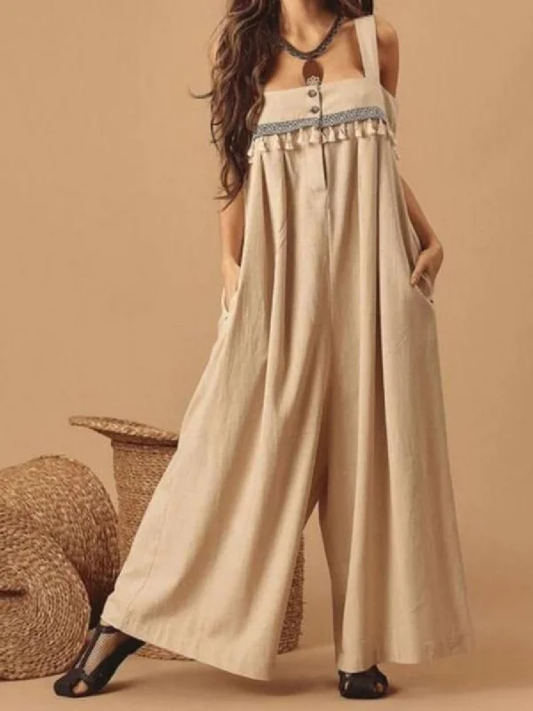 Fashion Solid Color Sleeveless Slip Jumpsuits