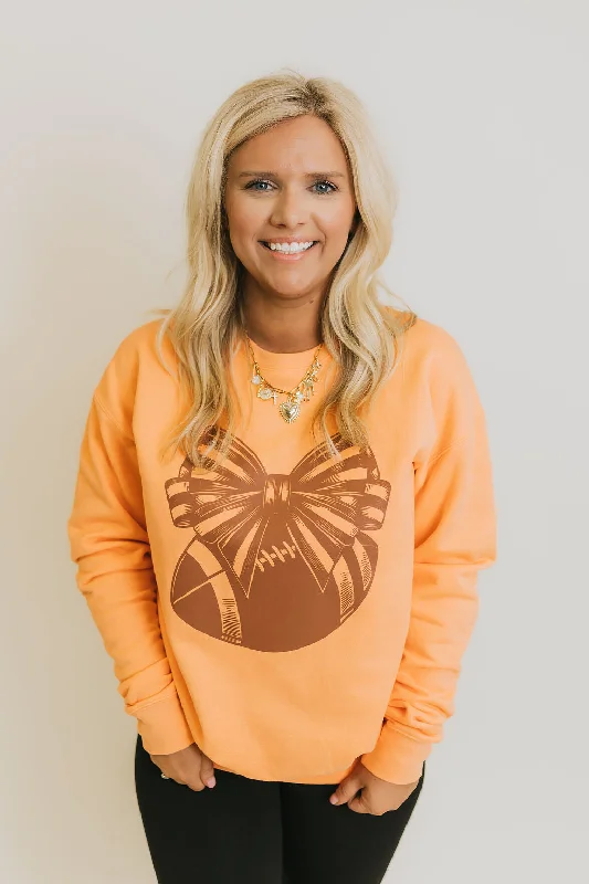 Football Bow Sweatshirt - Sherbet