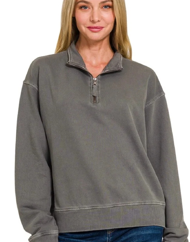 Haley Half Zip - Charcoal