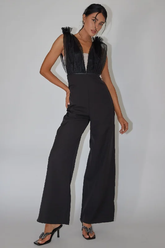 Lovinia Mesh Bodice Jumpsuit Black