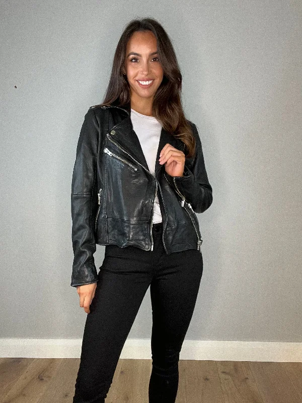 My Essential Wardrobe Black Leather Biker Jacket