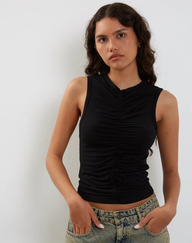 Naoko Ruched Top in Black