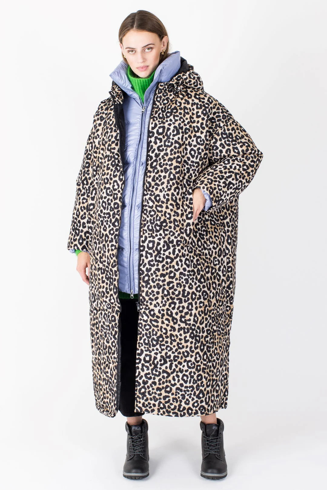 Sittingsuits Padded Coat in Snow Leopard