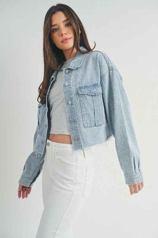 The Emmy Cropped Cargo Denim Jacket