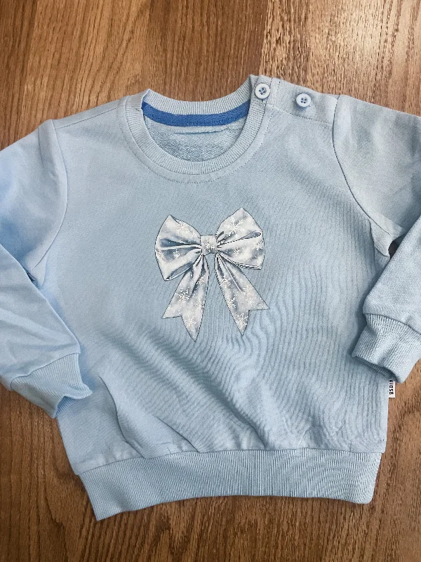 Youth Snowflake Bow Sweatshirt - Blue