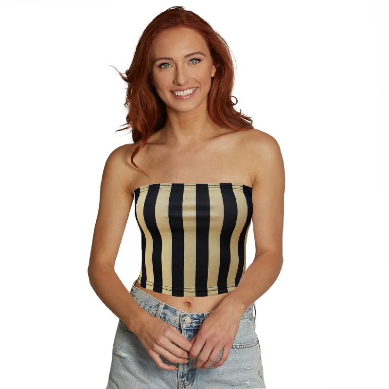 Black & Gold Striped Tube Top